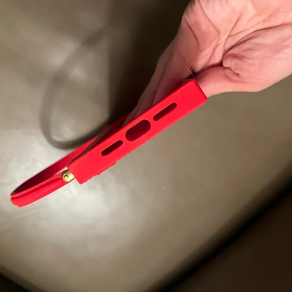 Tory Burch Red Phone Case with Gold Accents